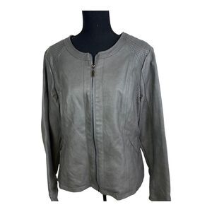 #112 ALFANI Charcoal Vegan Leather Jacket